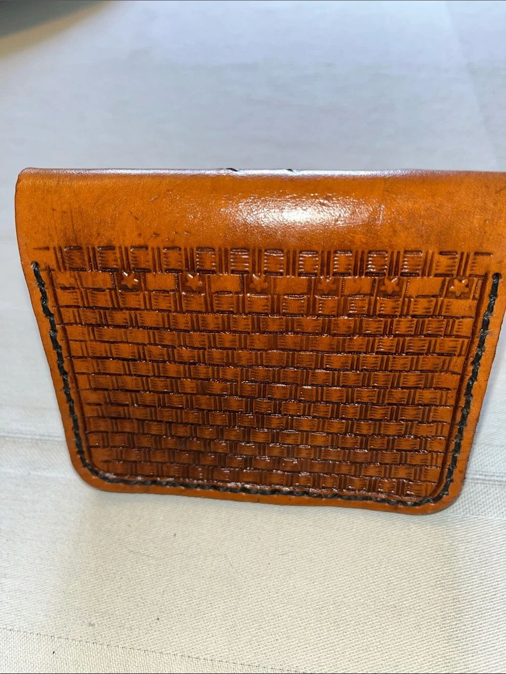 Vintage Hand-Tooled Leather Cardholder-Wallet Western Theme Profile Of A Horse
